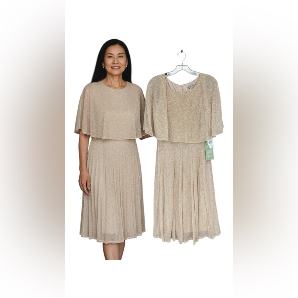 Danny & Nicole Womens Short Sleeve Cape Fit + Flare Dress